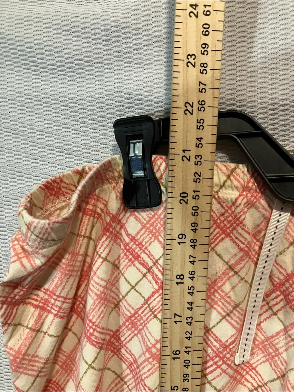 HUE Coral and Cream Plaid Drawstring Shorts